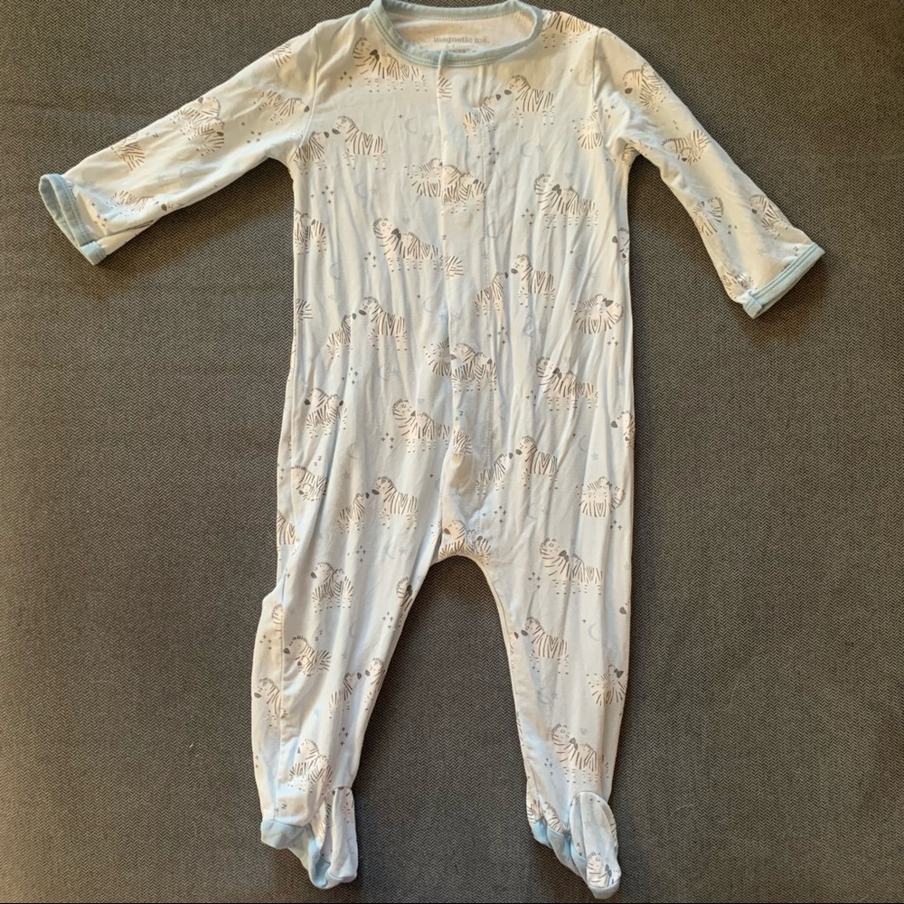 Like New Magnetic Me Onesie Footie Pajamas Zebra Print